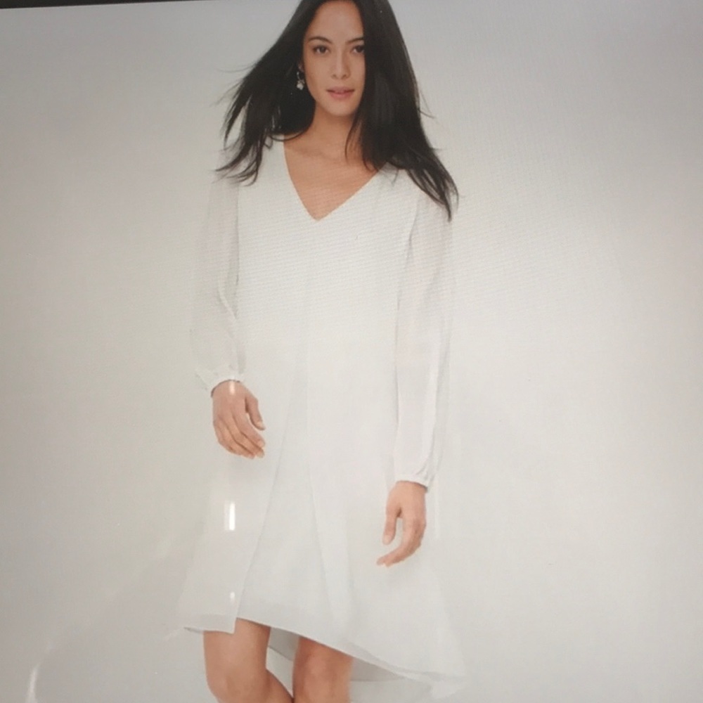 WHBM Long‎ sleeve white mini dress size 00